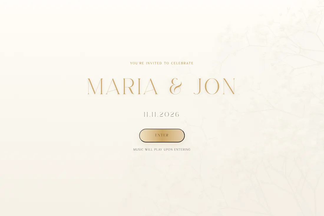 Maria and John wedding website homepage