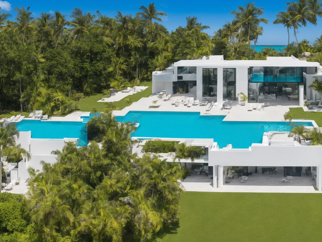 Waterfront villa with an infinity pool overlooking Biscayne Bay